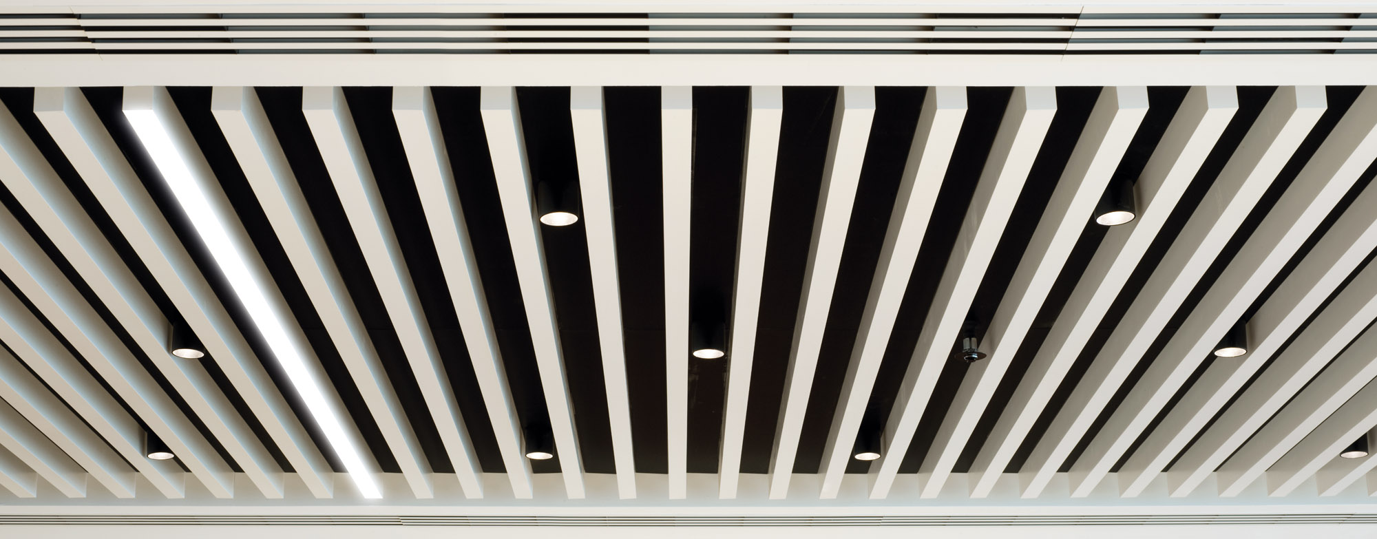 white baffle ceiling